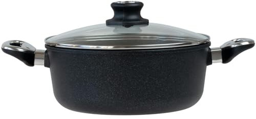 BAF Bratentopf mit Deckel 24 cm & 3,4 L Volumen - Aluguss Schmortopf mit Antihaftbeschichtung - für Gas & Elektro, nicht induktionsgeeignet - Made in Germany