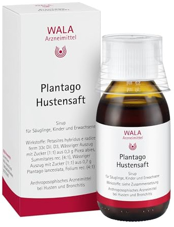 Plantago Hustensaft, natürlich wirksam bei Husten & Bronchitis, 90 ml | löst festsitzenden Schleim, fördert das Abhusten, lindert den Hustenreiz, ab dem Säuglingsalter geeignet