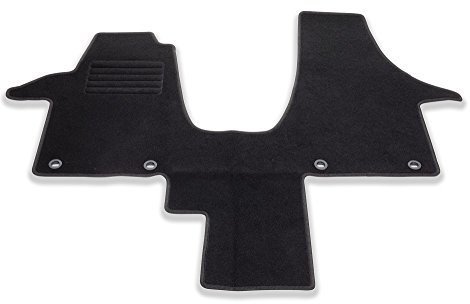 TN AZ Autofußmatte Classic (TAS) schwarz für Volkswagen T5 Typ Caravelle/Multivan Baujahr 2003 bis 2015 passend für 2 Einzelsitze | mit ovalen Dreh - Befestigungen VW-60560TN-1