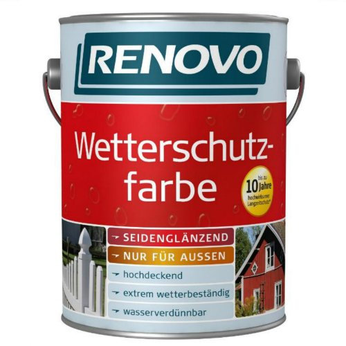Renovo 5 Liter Wetterschutzfarbe taubenblau RAL5014 10 Jahre Langzeitschutz