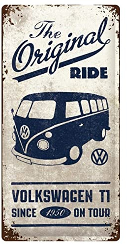 Nostalgic-Art Volkswagen Retro Blechschild - VW Bulli T1 - Original Ride, Blechschild als Vintage VW Bus Geschenk-Idee, zur Dekoration, 25 x 50 cm