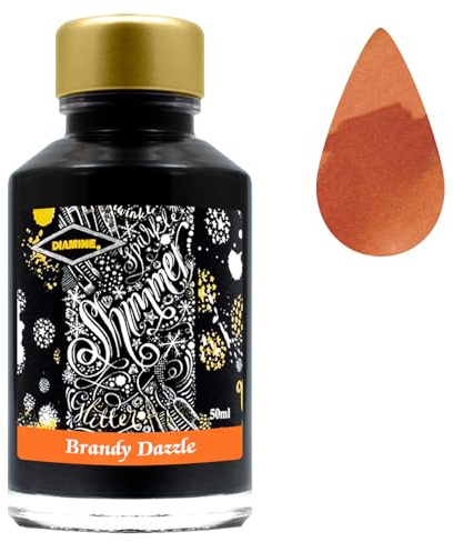 Diamine 50ml Gold Shimmer Ink - Choose Colour (Brandy Dazzle)