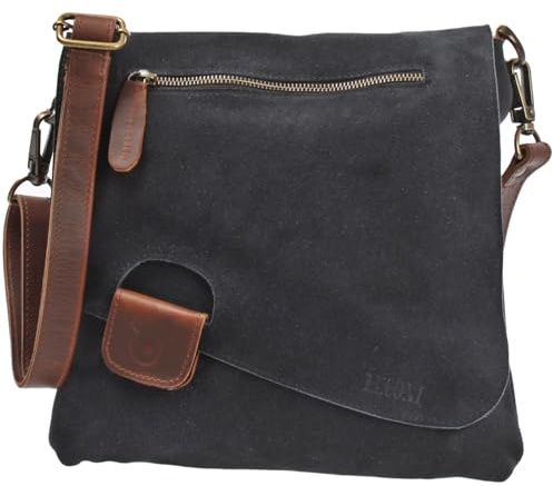 LECONI Umhängetasche für Damen Crossbag Veloursleder Echtleder Natur Damentasche Schultertasche Ledertasche Freizeittasche für Frauen Wildleder Handtasche 29x29x6cm LE3027-VL