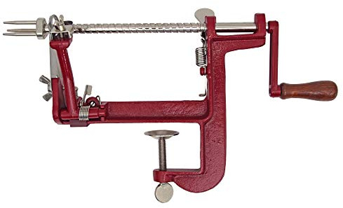 Johnny Apple Peeler, Heavy Duty Cast Iron Peeler with Stainless Steel Corer Slicer and Peeler Blades and a Strong Clamp Base, Apple Pie or Apple Crisp Maker