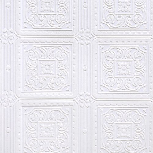 Brewster RD80000 Turner Tile Textured Vinyl Wallpaper, Paintable,White, 20.9x2x2