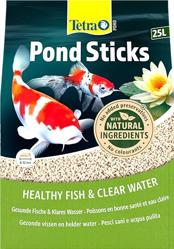Tetra Pond Sticks, Alimento para peces de estanque, para peces sanos y agua clara en el estanque del jardín, bolsa de 25 L