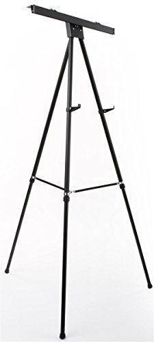 Aluminum Flip-Chart Presentation Easel, 37.5 to 69h Height-Adjustable Tripod with Telescoping Legs - Black