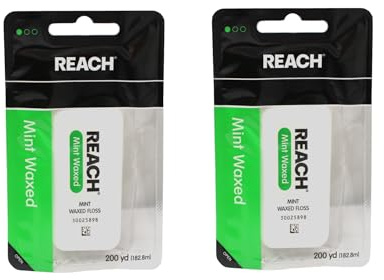 Reach Dental Floss, Waxed, Mint, 200 Yard (Pack of 2)