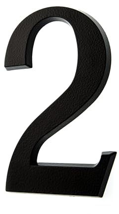 HUBER Hausnummer 2 aus Aluminium 20 cm I Hausnummern für Haus & Tür I House Number XL I Hausnummernschilder in edlem schwarzen 3D Design, pulverbeschichtet