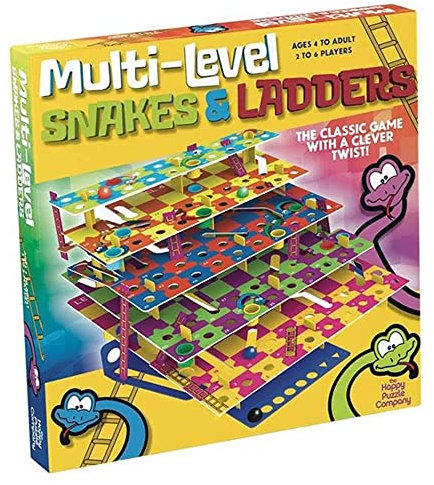 The Happy Puzzle Company - Multi-Level Snakes & Ladders - The Classic Game with a Clever Twist - Climb your Way Up the Ladders to the Next Level - Learn Sequencing & Visual Perception Skills - Ages 4+