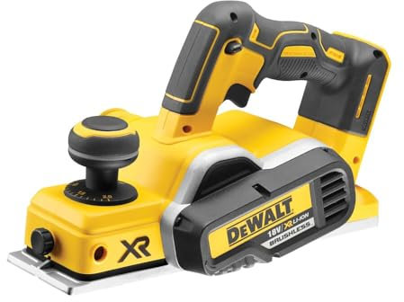 Dewalt 18 Volt Akku-Hobel DCP580NT (bürstenloser Motor, Messerwellenbreite 82 mm, max. Spantiefe 2 mm, max. Falztiefe 9 mm, Tiefeneinstellung in 1/10 mm Schritten, Lieferung ohne Akku u. Ladegerät)