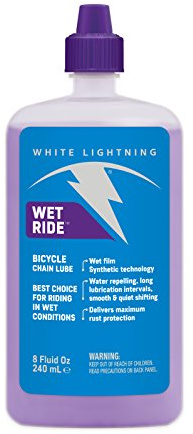 White Lightning Wet Ride Extreme Conditions Heavy Bicycle Chain Lube, 8-Ounce Drip Squeeze Bottle