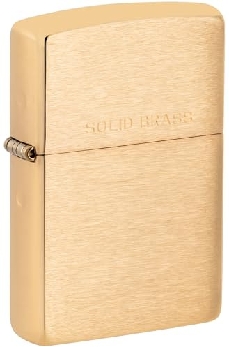 Zippo Windproof Lighter - Brushed Brass - Gold - Refillable - Reusable - Gift Box - Made in USA