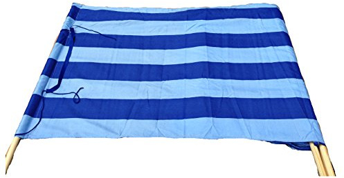 Idena Baumwoll Windschutz incl. 5 Holzstäbe, 5 m x 0,80 m | Hell & Dunkelblau