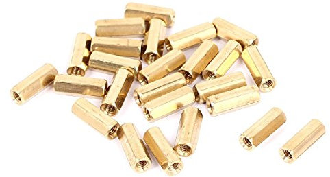 sourcing map 25 Stück M4 x 16mm Innengewinde Messing Sechskant Bolzen Abstands Mutter