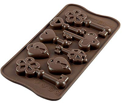 silikomart | SCG33 Moule en Silicone pour chocolats CHOCO KEYS, antiadhésif, 8 chocolats, paquet de 1 Moule pour sucreries, Easy Choc, 4 x 84 mm, h14 mm, Made in Italy