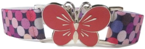 Olata Stretch-Mädchengürtel, Blumen/Schmetterlinge, 1–6 Jahre, 25 mm | Verstellbarer Stretchgürtel mit Blumen- oder Schmetterlingsmotiv für 1–6 Jahre und Blumenschnalle; bequem und mitwachsend.