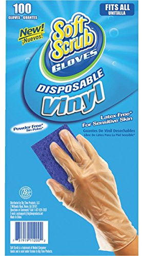 big time products llc 11200-16 Soft Scrub, 100 Count, Disposable Vinyl Gloves