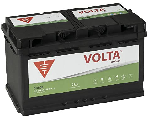 Bateria de Coche AGM 80Ah 800A Start-Stop Avanzado AGM - Borne +Dcha - Medidas Largo 315 x Ancho 175 x Alto 190 mm con 2 años de Garantía - Fabricación Europea.
