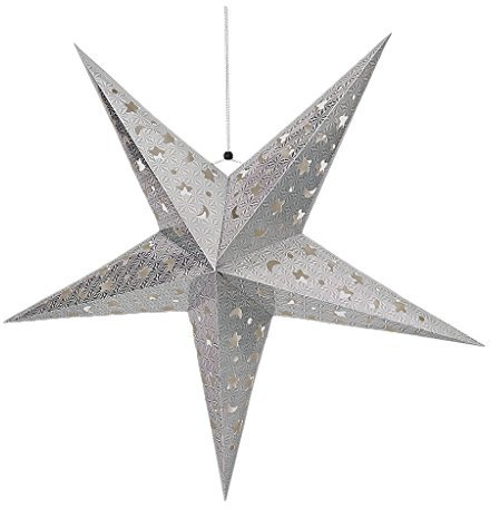 Weihnachtsstern / Papierstern Lampenschirme mit funkelnden dekorativen Designs Weihnachtsbaum Dekor Ornament - Silber, 90cm / 35,43 Zoll