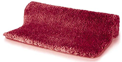Spirella Highland Mikrofaser-Badematte – rutschfest, schnelltrocknend und waschbar – 100% weiches und strapazierfähiges Polyester – Rot – 70 x 120 cm