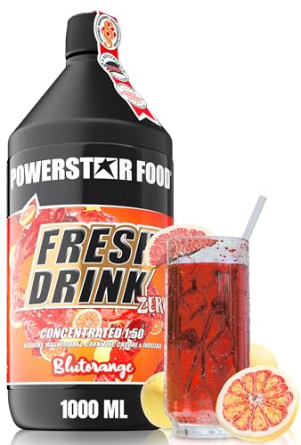 Färsk dryck – uppfriskande kalorireducerad elektrolyt koncentat – hypotonisk vitamindryck för uthållighet och kraftsport – flaska 1 000 ml koncentrat – Tillverkad i Tyskland (blodorange)