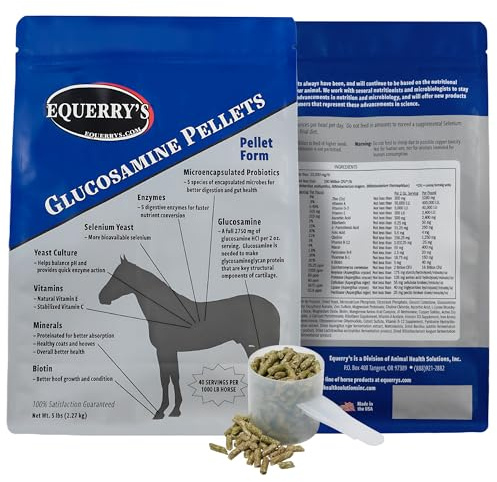 Equerry's Glucosamine Pellets - Joint Support for Horses with Probiotics, Digestive Enzymes, Vitamins, and Minerals - Made in USA - 5lb
