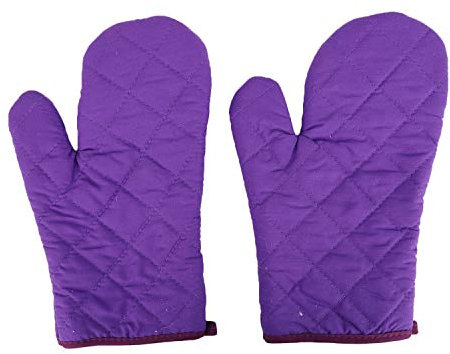 Ofenhandschuhe, Topfhandschuhe, Kochhandschuhe, Grillhandschuhe Hitzebeständig Baumwolle 18*28CM, Lila/Violett