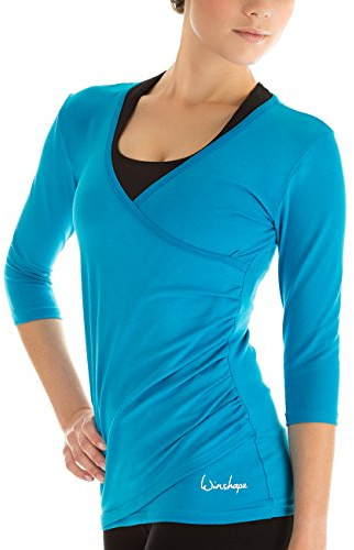 Winshape 3/4-armad damskjorta i Wickeloptik Fitness Yoga Pilates Freizeit Wrap