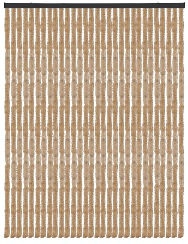 Arsvita Flauschvorhang Türvorhang (120x200 cm) in Beige als Insektenschutz für Balkon, Terrasse oder Wohnmobil, Wohnwagen, Pavillon
