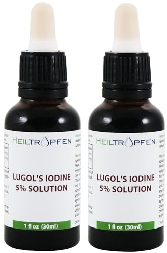 2x Lugolsche Lösung 5% | 2x 30 ml | Inhaltsstoffe in pharmazeutischer Qualität | 15% Lugols liquid Formulierung | 5 Prozent elementares Jod und 10% Kaliumjodid | Doppelpack | Heiltropfen®