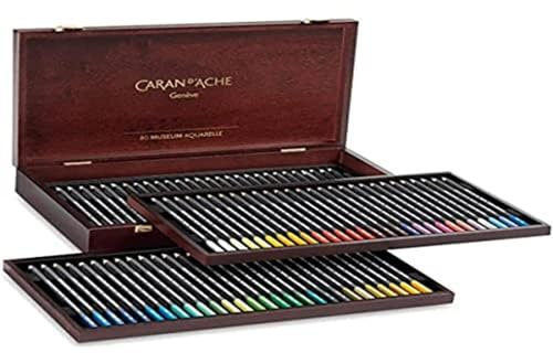 Caran d'Ache museum aquarelle watercolor pencils 72 colors in a wood box 3510 476, Mehrfarbig, 72 Stück (1er Pack)
