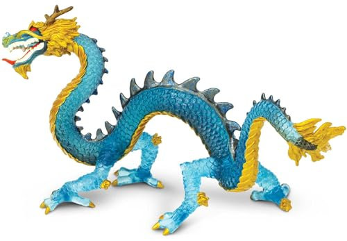 Safari Ltd Drago Blu Cristallo 19.3cm | Figura di Drago Dipinta a Mano | Giocattoli per Bambini | Non tossico e privo di BPA | Adatto per bambini dai 3 anni