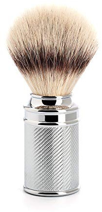 MÜHLE Traditional Rasierpinsel - Rasurpinsel aus Silvertip Fibre - Griff aus verchromtem Metall - Handarbeit mit feiner Ziselierung