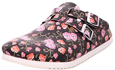 Birkenstock Sabots Professionnels Kay en Cuir Souple, pour Homme, Noir/Rouge, 41 EU