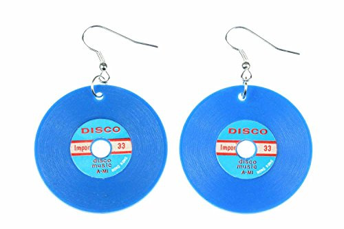 Miniblings Schallplatten Ohrringe Vinyl Musik XL neon blau versilbert | In Berlin von Hand montierter Ohrschmuck, mit Plattenohrringe