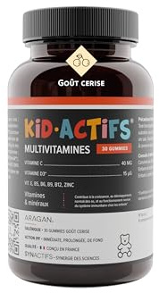 Kidactifs Gummies Enfant Goût Cerise - Croissance & Immunité Enfant - Vitamine C, Vitamine D, Zinc - Aragan - 30 Gummies