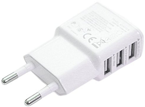 USB Netzteil 3 Port 5 Volt 2A - 3 Geräte gleichzeitig Laden - Ladekabel Ladeadapter für Tablets, Handy, Smartphone und vieles mehr