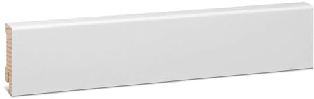 KGM Sockelleiste Modern feuchtebeständig - Weiß, 2400 x 16 x 58 mm, 1 Stück | Fußleiste, Fichte Massivholz, foliert RAL9016, feuchtraumgeeignet (wasserfeste Verleimung), ideal für Bad & Küche, PEFC