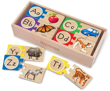 Melissa & Doug Self-Correcting Alphabet Wooden Puzzles with Storage Box (52 pcs) ABC Puzzles, Wooden Alphabet Puzzle for Kids Ages 4+