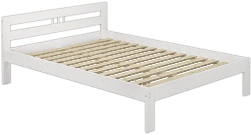 Erst-Holz®Doppelbett 140x200 Massivholzbett Kiefer weiß Futonbett Rollrost Bettrahmen 60.64-14 W