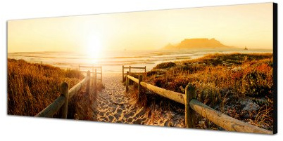 Augenblicke Wandbilder Keilrahmenbild Wandbild 150x50cm Dünen Strand Sonnenuntergang Meerblick