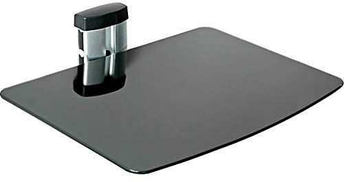 tectake® Wandregal Glasregal TV Wandhalterung für Blu-ray DVD Player Receiver Hifi Geräte - diverse Modelle - (1 Ablage Schwarz/Silber (400465))