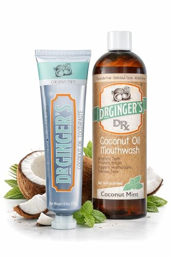 Dr. Ginger's Coconut Oil Toothpaste & Mouthwash Set, Fluoride-Free, 2 Piece