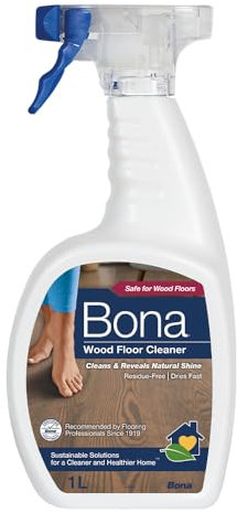 Bona Wood Floor Cleaner Liquid, Wooden Floor Cleaner, for Varnished or Hard Waxed Wood Floors, 1 Litre Spray Bottle
