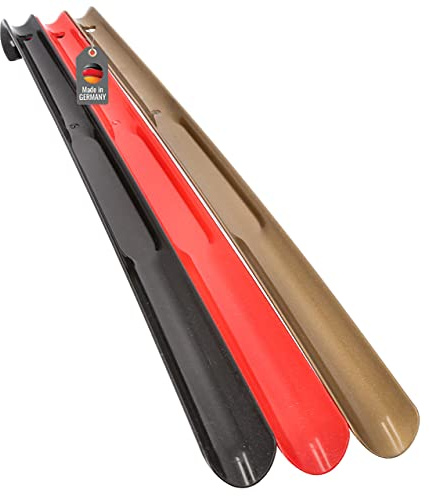 Lantelme 3 Stück Schuhanzieher 65cm Set mit Farbauswahl Kunststoff | Schuhlöffel XL Lang und stabil Deutsche Herstellung | Schuhanziehhilfe Rückenschonend mit Haken und Öse