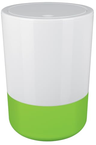 Spirella Design sminkhink Moji bad sparkhink svänglockhink avfallskorg med svänglock 5 liter med silikonbotten vit/grön