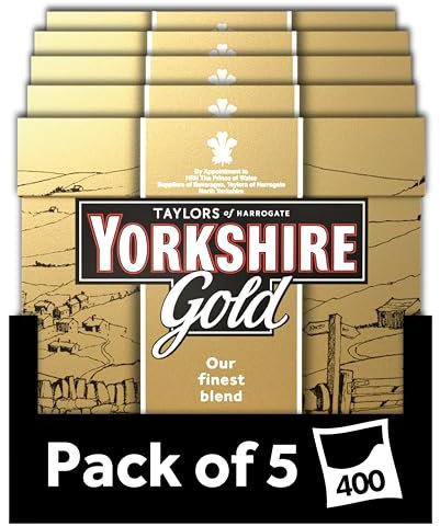 Yorkshire Tea Gold Tea, 80 Tea Bags (Pack of 5, total 400 Teabags)