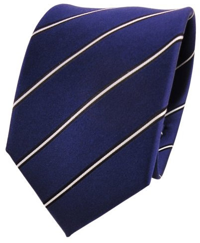 TigerTie Designer Seidenkrawatte in blau royal weiß schwarz gestreift