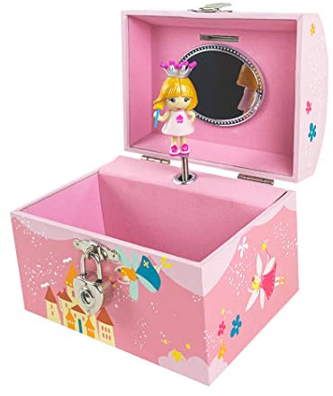 Trousselier S 83504 - Truhe Spardose/Spieluhr Princess rosa (Spieldose, Musikdose, Spieluhren) als Schmuckschatulle (Schmuckdose, Schmuckkästchen) - das ideale Geschenk